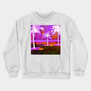 White Palms on Purple Crewneck Sweatshirt
